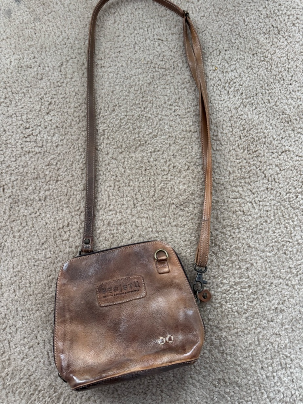 BED|STU Distressed Brown Leather Crossbody Bag